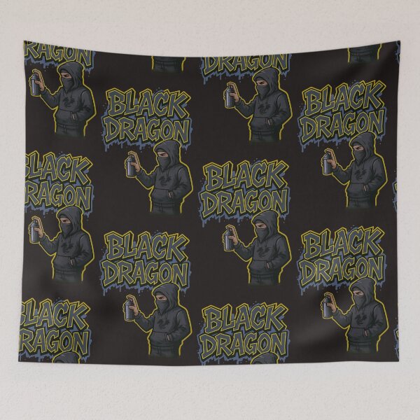 Item preview, Graffiti artist spraying Black Dragon  Hip Hop style Tag onto wall.  designed and sold by Grin.