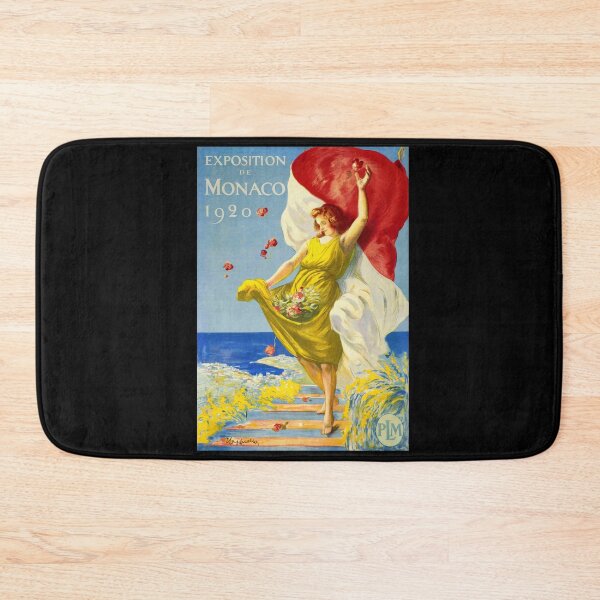 Item preview, Vintage Art Nouveau Poster | Exposition de Monaco 1920 | Elegant Woman in Yellow Gown | Coastal Monaco Scene | Collectible Art Print designed and sold by artofuniverse.