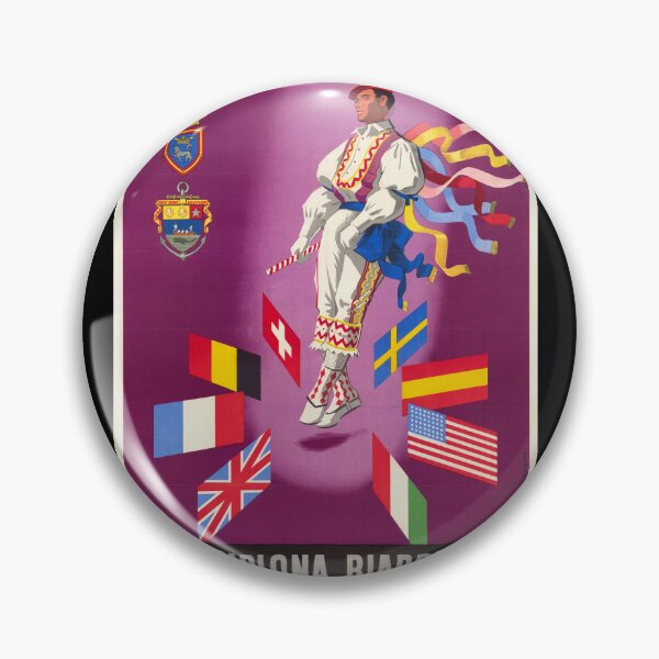 Item preview, Vintage Festival Mundial Poster | Dance and Folklore Art | 1953 Pamplona Biarritz Celebration | International Flags and Culture designed and sold by artofuniverse.