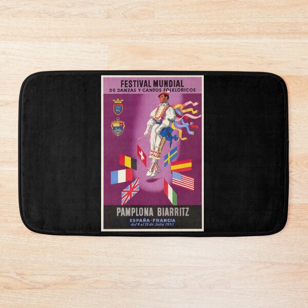 Item preview, Vintage Festival Mundial Poster | Dance and Folklore Art | 1953 Pamplona Biarritz Celebration | International Flags and Culture designed and sold by artofuniverse.