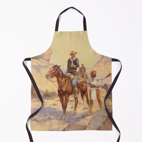 Item preview, Indian Scout With Soldiers - Vintage American Western Painting designed and sold by VintageSpaceArt.