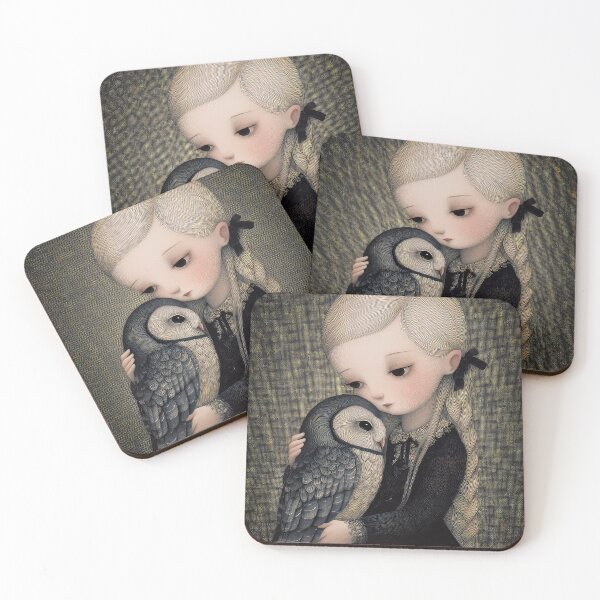 Item preview, Whimsical girl with owl  designed and sold by thewandswant.