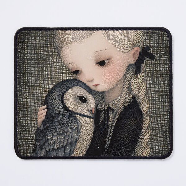 Item preview, Whimsical girl with owl designed and sold by thewandswant.