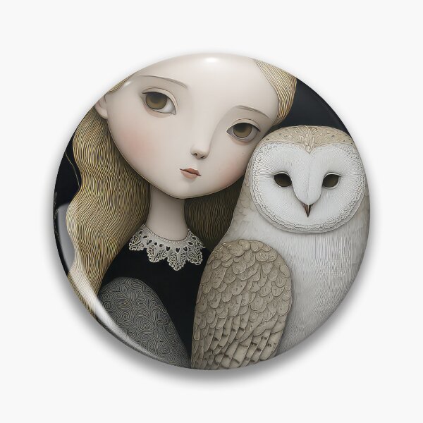 Item preview, Whimsical girl with owl designed and sold by thewandswant.