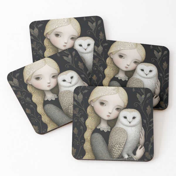 Item preview, Whimsical girl with owl designed and sold by thewandswant.