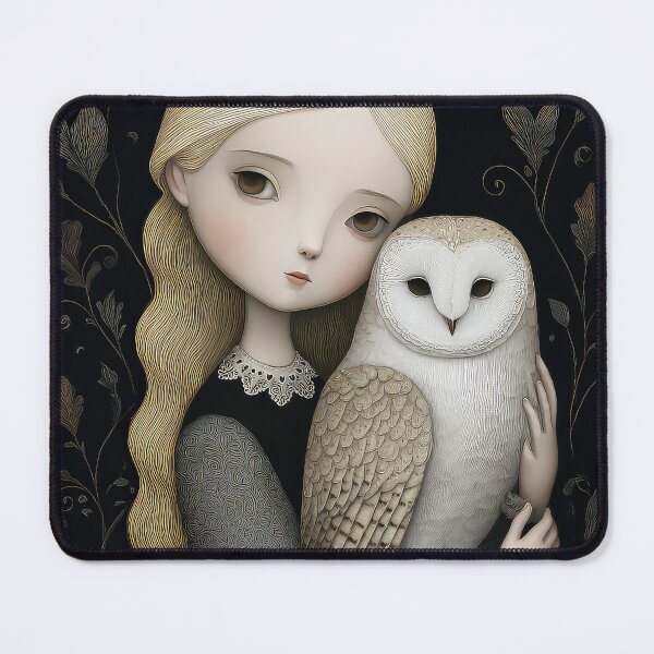 Item preview, Whimsical girl with owl designed and sold by thewandswant.