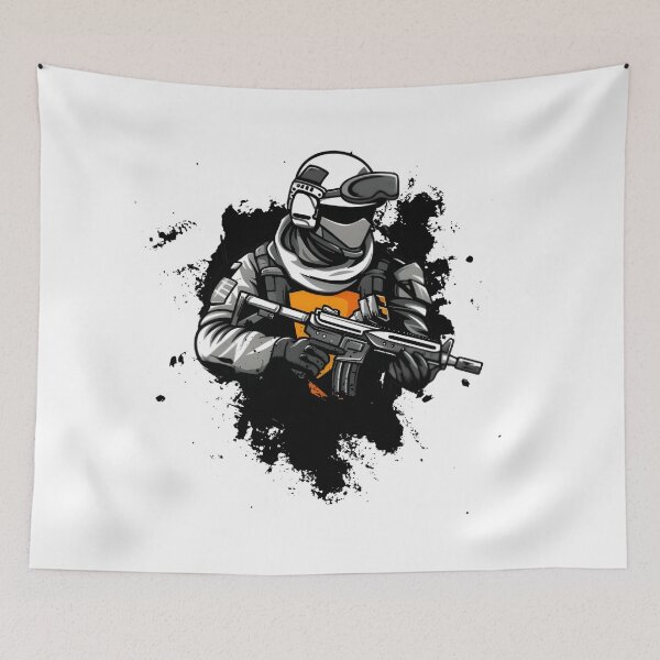 Item preview, Soldier Gaming Art – Futuristic Military Warrior with Machine Gun Design designed and sold by DASK-VIBES.