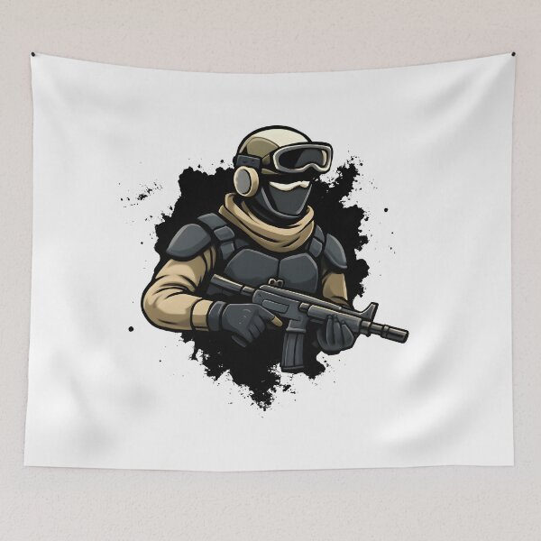 Item preview, Cartoon Tactical Soldier with Rifle – Military Gamer Character Art designed and sold by DASK-VIBES.