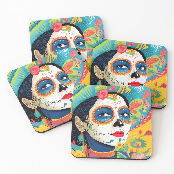 Item preview, Vibrant Dia de los Muertos Sugar Skull Portrait designed and sold by Artessie.
