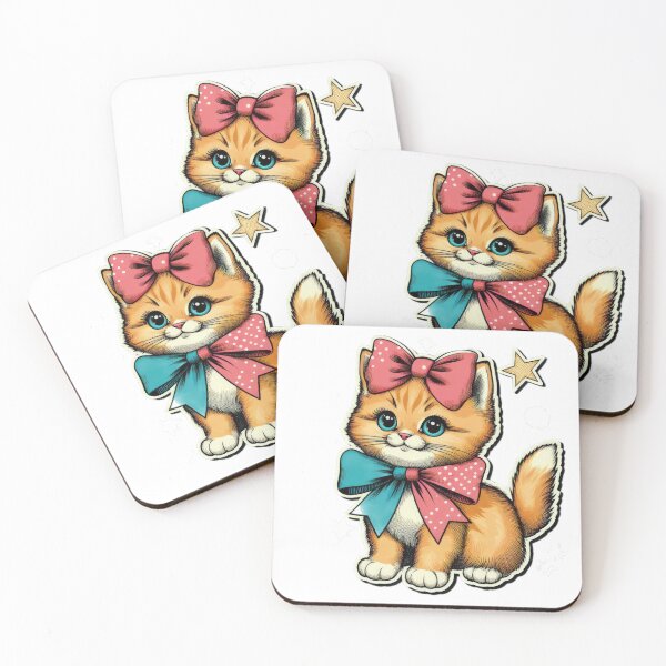 Item preview, cute  vintage ginger cat with two ribbons sticker,aesthetic cat art,vintage kitten,Cat Lover,retro kitten art,vintage kittens wearing bows designed and sold by Expressions-Sel.