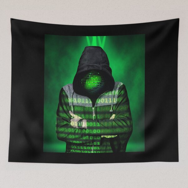 Item preview, Binary Hacker – Cybersecurity Hooded Figure with Binary Code designed and sold by ProDesignByMK.