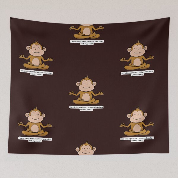Item preview, Cute Meditating Monkey with Peaceful Affirmation Quote designed and sold by PCGraphicStudio.