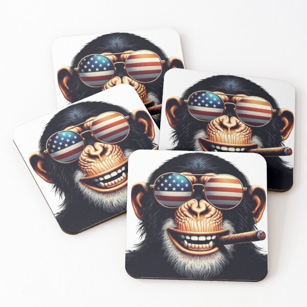 Item preview, Bold Monkey with Cigar & USA Flag Reflection Art designed and sold by Mytrustiq.