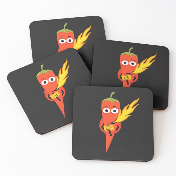 Item preview, Funny Hot Chili Pepper Spitting Fire. Holding sign says "I AM HOT" designed and sold by rymarenko.