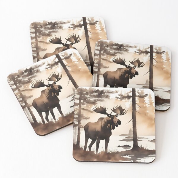 Item preview, Moose in Silhouette Forest designed and sold by CalmnessbyChoice.