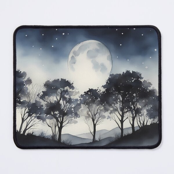 Item preview, Dark Blue Trees under a Fullmoon designed and sold by CalmnessbyChoice.
