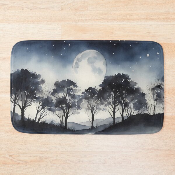 Item preview, Dark Blue Trees under a Fullmoon designed and sold by CalmnessbyChoice.