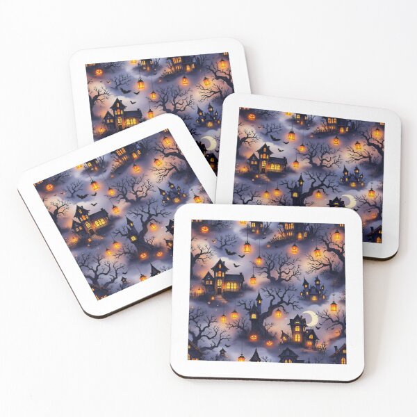 Item preview, Spooky Haunted Houses Foggy Forest Seamless Pattern Halloween design  designed and sold by TheGaliyaStudio.