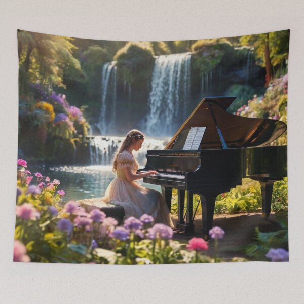 Aperçu de l'œuvre Nature’s Serenade: A Victorian Woman at the Piano créée et vendue par BlareBlare.