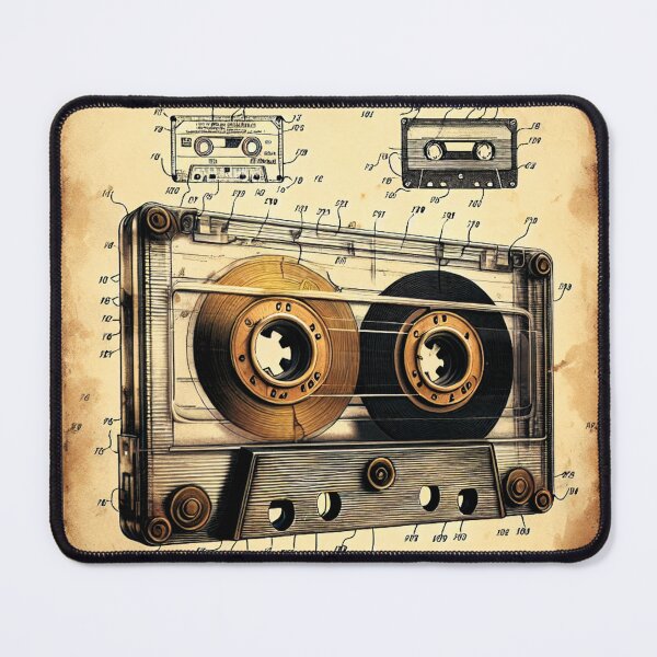 Item preview, Vintage Cassette Patent Blueprint | Distressed Music Vintage Art designed and sold by WHITE FLAME PRINTS.