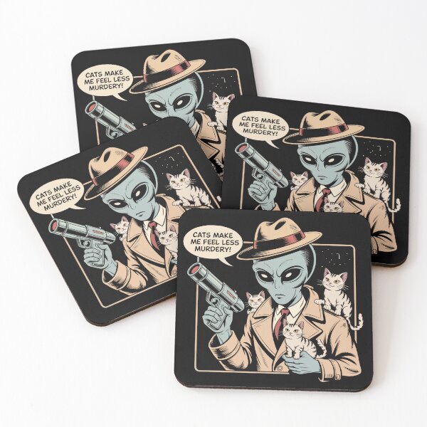 Item preview, Alien with Cats – “Cats Make Me Feel Less Murdery” Funny Sci-Fi Design designed and sold by WykroMerch.