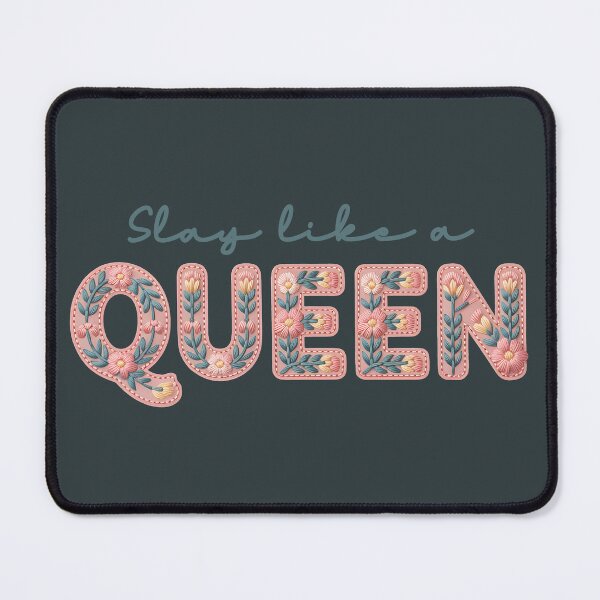 Item preview, Slay like a Queen – feminine empowerment design with floral embroidery designed and sold by VariousGoodies.