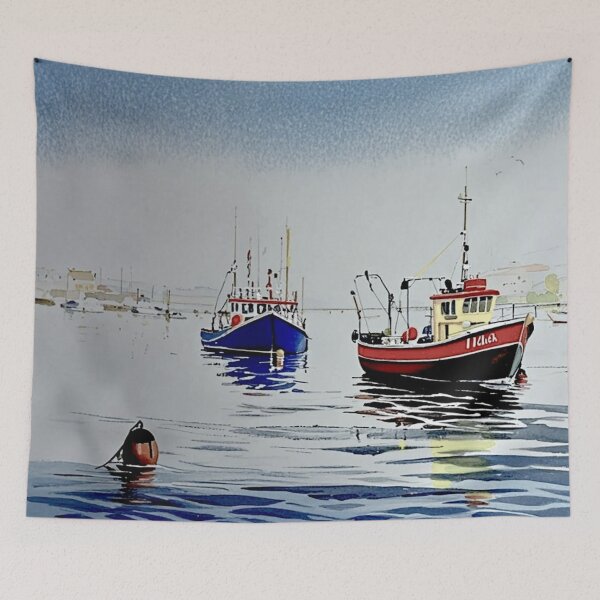 Item preview, Trawlers at rest（watercolour + AI） designed and sold by artsmeow.