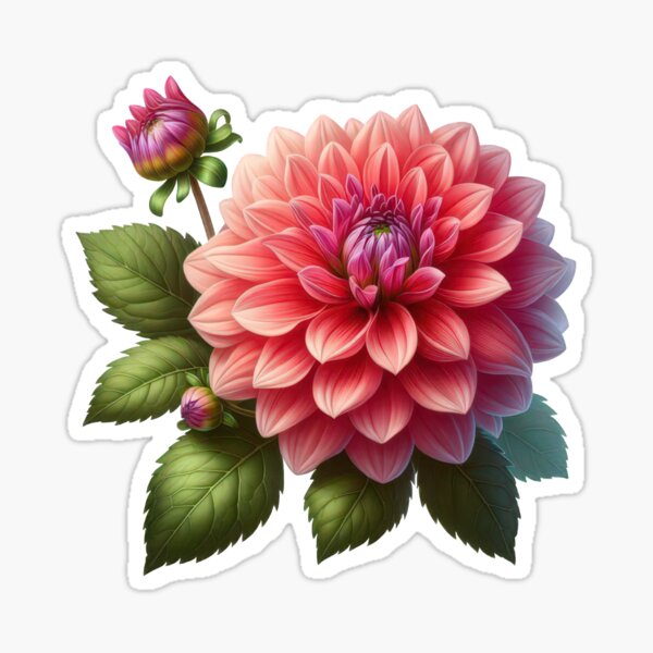 Item preview, Vibrant Coral Pink Dahlia in Full Bloom designed and sold by IraBum.