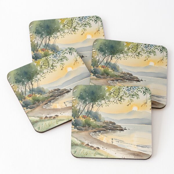 Item preview, looking across torbay from elberry cove2（watercolour + AI） designed and sold by artsmeow.