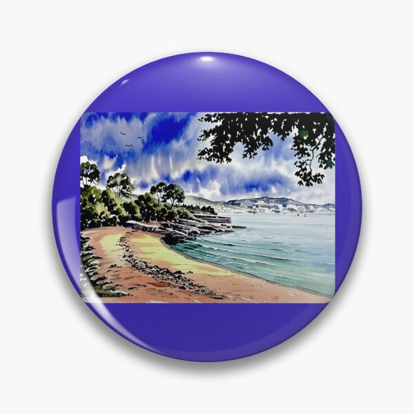 Item preview, looking across torbay from elberry cove（watercolour + AI） designed and sold by artsmeow.
