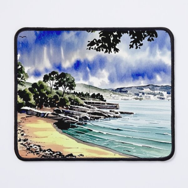 Item preview, looking across torbay from elberry cove(watercolour + AI) designed and sold by artsmeow.