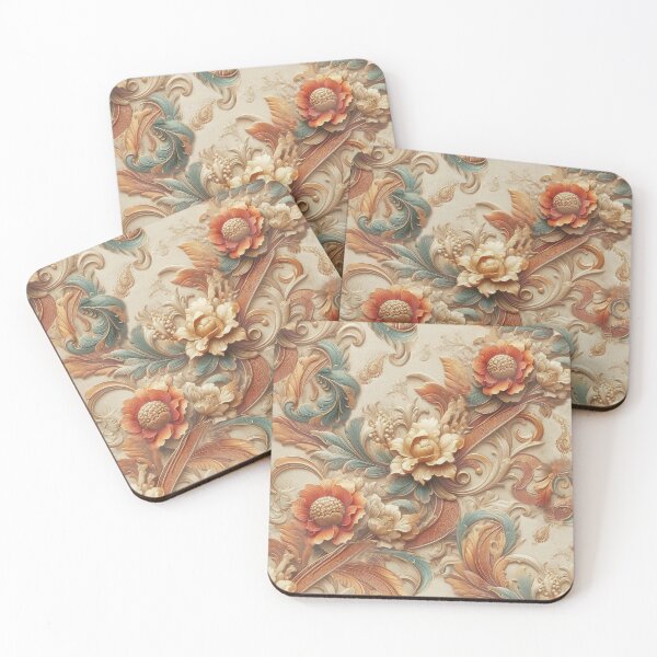 Item preview, Luxurious leather texture flowers in Creams & Gold designed and sold by NadineMay.