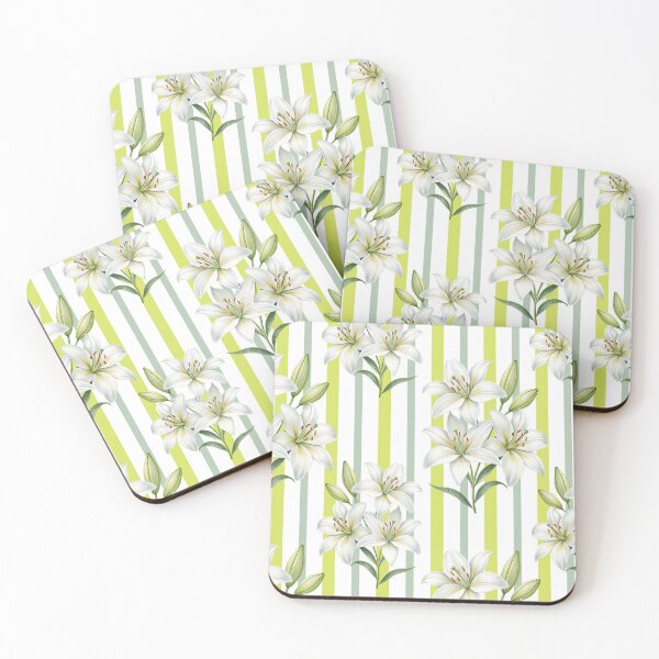Item preview, Aesthetic Lilies and stripes pattern, lily flowers designed and sold by iclipart.