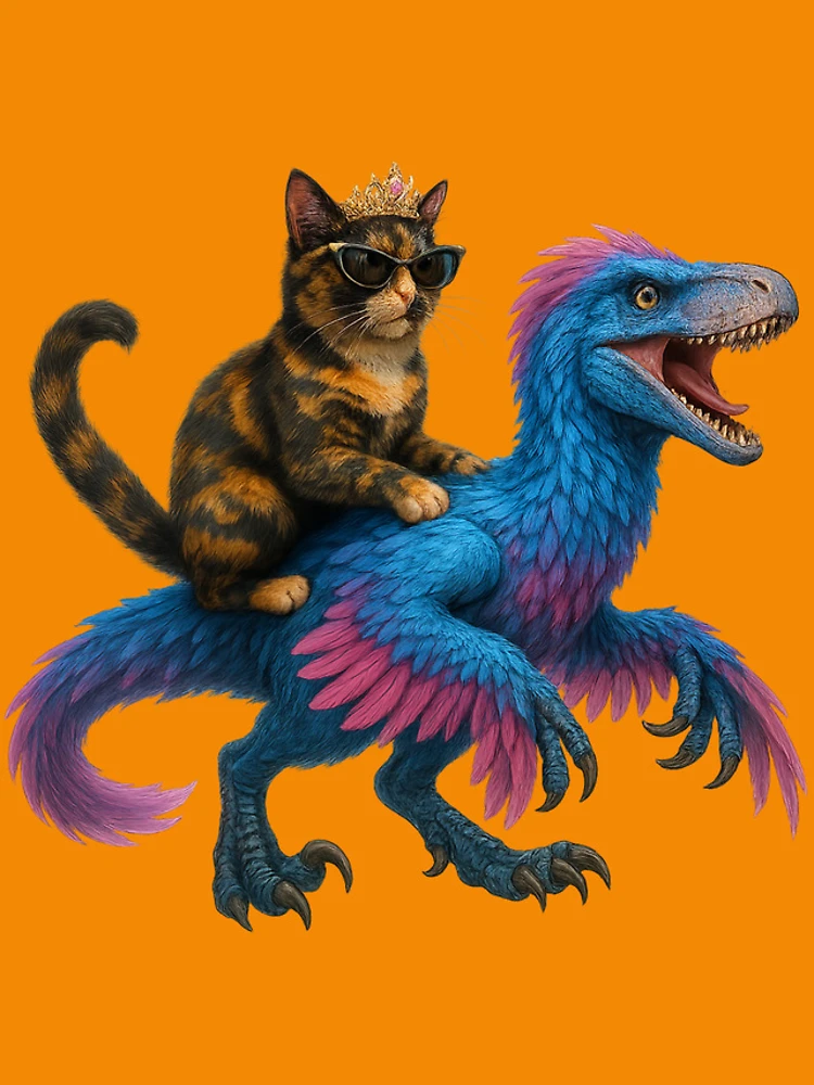 Thumbnail 4 of 4, iPhone Case, Cat Riding Raptor designed and sold by TrippyCatStudios.