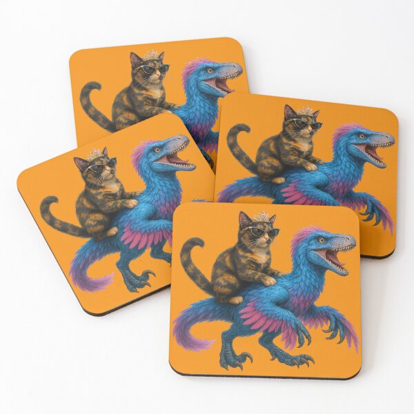 Item preview, Cat Riding Raptor designed and sold by TrippyCatStudios.