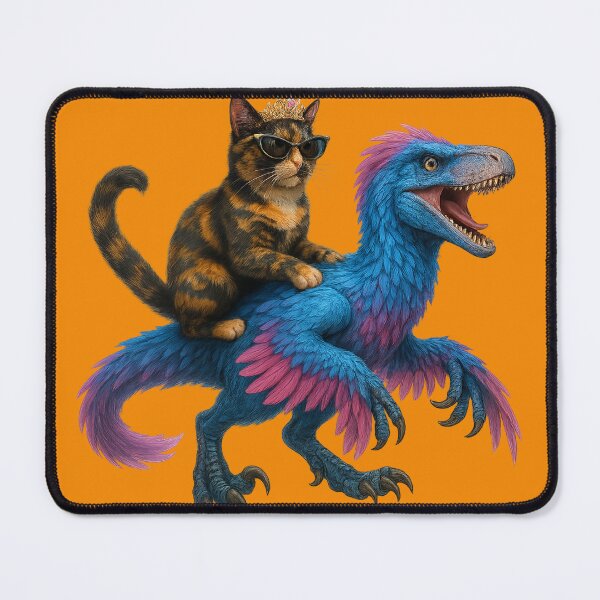Item preview, Cat Riding Raptor designed and sold by TrippyCatStudios.