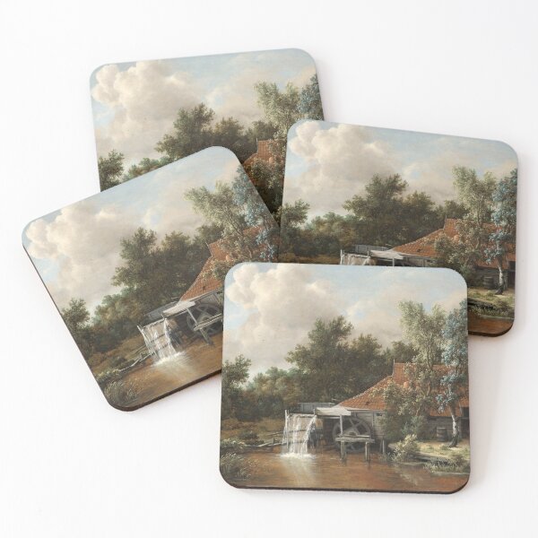 Item preview, A Watermill by Meindert Hobbema (1664) – Dutch Golden Age Landscape designed and sold by UBU-space.