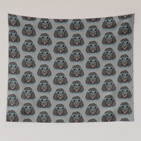 Item preview, Keep doodling - black goldendoodle with sunglasses designed and sold by ScribbL-ScrabbL.