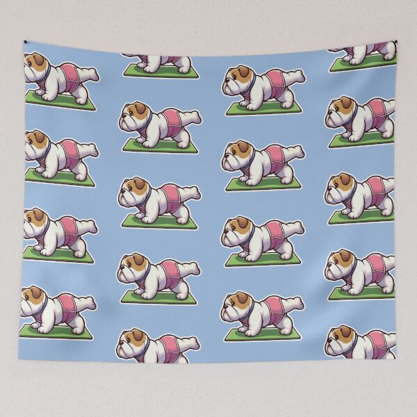 Item preview, Cute Bulldog Doing Yoga Workout designed and sold by PetsClan.