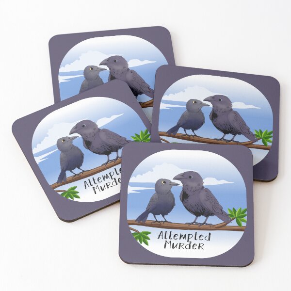 Item preview, Cute Cartoon Crow Drawing Attempted Murder Bird Joke designed and sold by TackyTime.