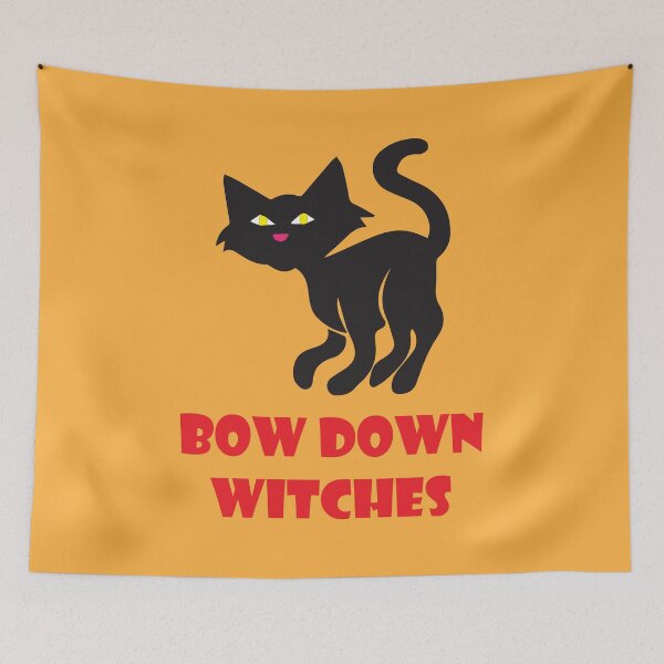 Item preview, Bow Down Witches - Funny Halloween Black Cat designed and sold by ToluaPrints.