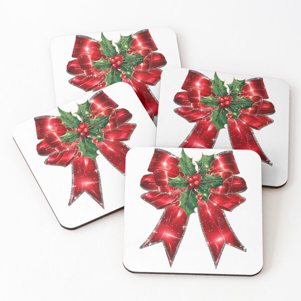 Item preview, Shimmering Red Coquette Christmas Bow With Holly designed and sold by Tammy Marie Russell.