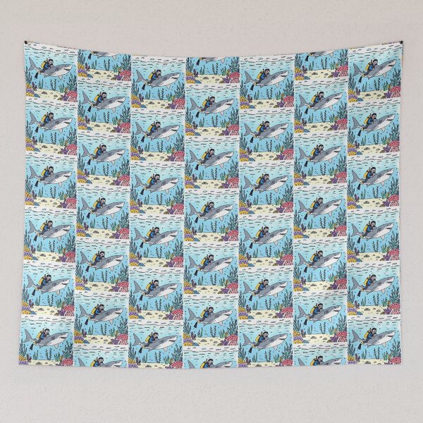 Item preview, Great White Shark and Diver – Underwater Encounter Design designed and sold by pixeldizajn.