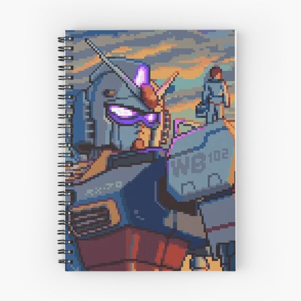 Item preview, Pixel Art Mecha Sunset — Gundam & Pilot Watching the Sky Together designed and sold by darkskinbender.