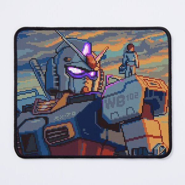 Item preview, Pixel Art Mecha Sunset — Gundam & Pilot Watching the Sky Together designed and sold by darkskinbender.