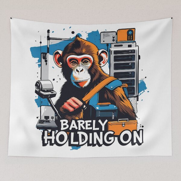 Item preview, Barely Holding on Monkey Business humor Design designed and sold by FoxyJags.
