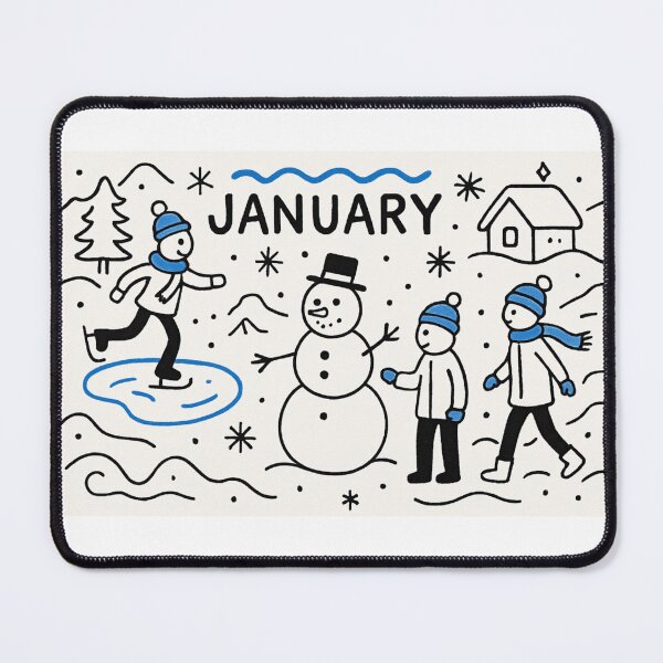 Item preview, January line art designed and sold by ROVT ART.