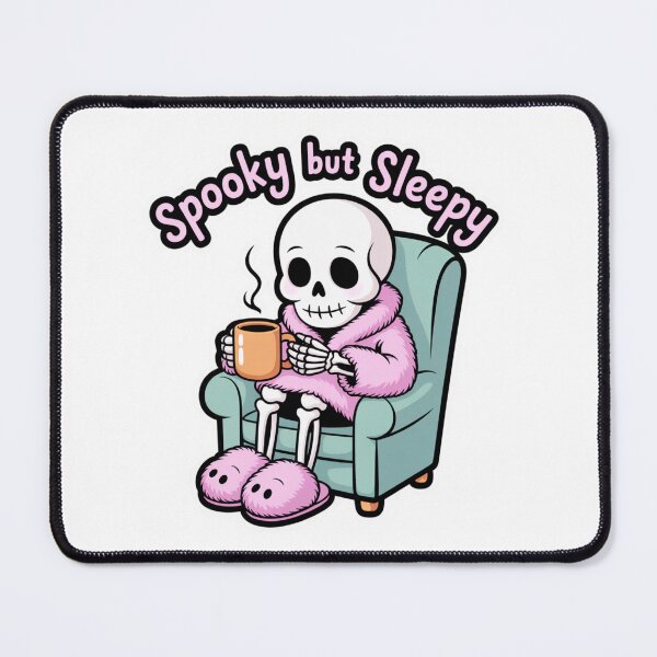 Item preview, Spooky but Sleepy – Cozy Skeleton with Coffee designed and sold by ArtByYunus.