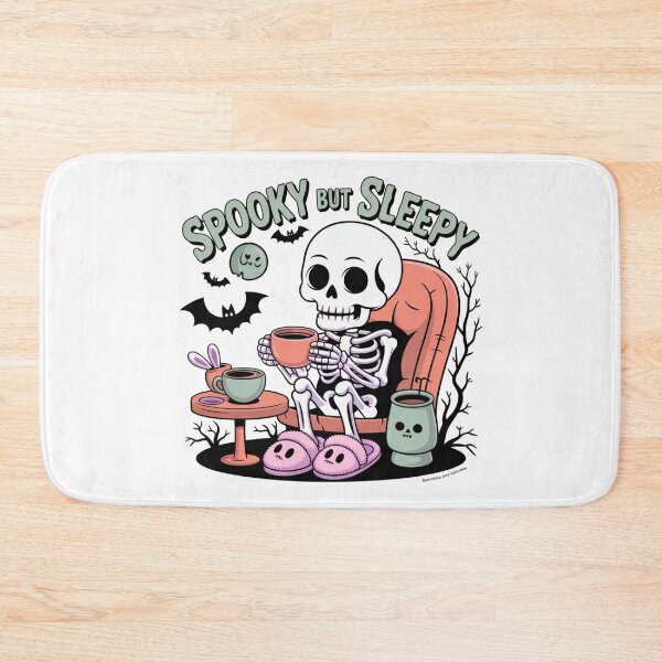 Item preview, Spooky but Sleepy – Cozy Skeleton with Coffee designed and sold by ArtByYunus.