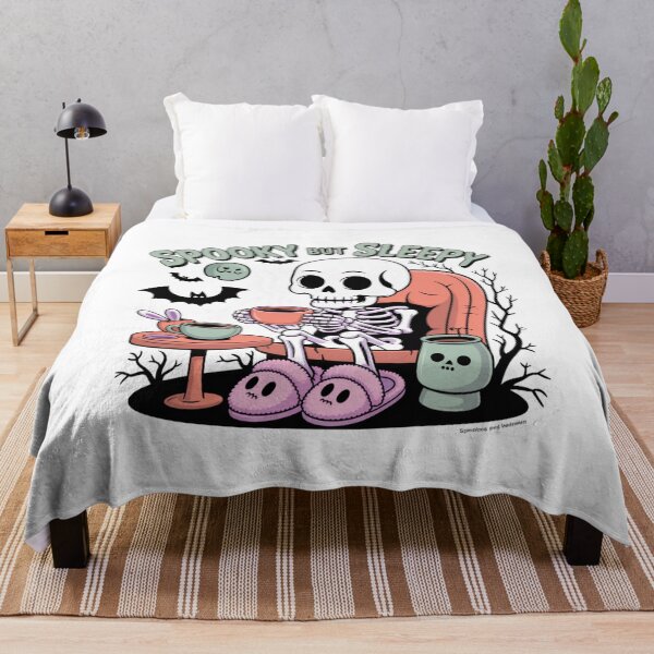 Item preview, Spooky but Sleepy – Cozy Skeleton with Coffee designed and sold by ArtByYunus.